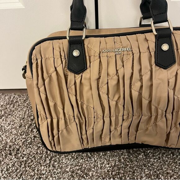 Karl Lagerfeld Tan and Black Top Handle Handbag - Picture 2 of 16